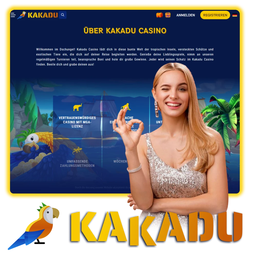Sicheres Spiel mit Lizenz im exotischen Online-Casino Kakadu.